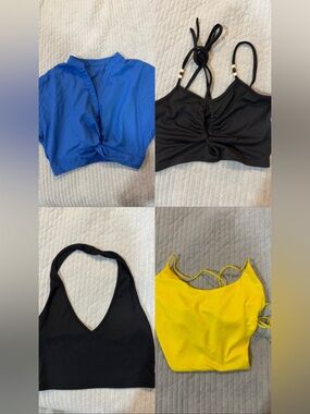 🟡5/$25 DEAL! SHEIN 4 Tops Blue, 2 Black & Yellow Women’s Crop Top Mix